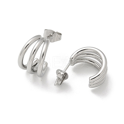 304 Stainless Steel Triple C-Shaped Stud Earrings for Women EJEW-C096-68P-01-1