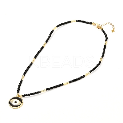 Evil Eye Brass Micro Pave Cubic Zirconia Pendant Necklace for Girl Women NJEW-JN03692-1