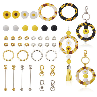 DIY Sunflower Iron Beadable Bar Keychain Making Kits DIY-TA0010-21-1