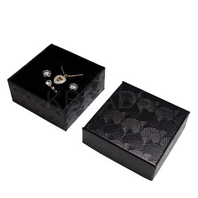 Shell Pattern Cardboard Jewelry Set Boxes LS-PW-WG4A34F-06-1