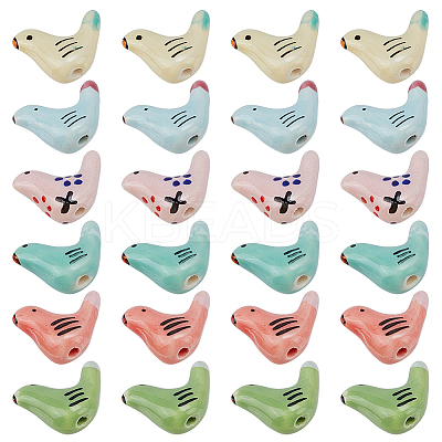 28Pcs 7 Colors Handmade Porcelain Beads PORC-GO0001-02-1