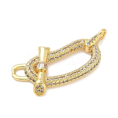 Brass Micro Pave Brass Micro Pave Clear Cubic Zirconia Irregular Oval with Bar Connector Charms KK-H539-06G-1