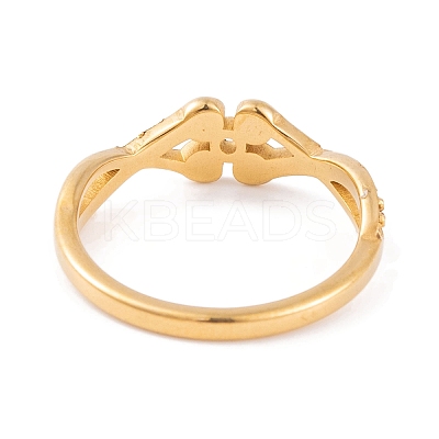 PVD Vacuum Plating 304 Stainless Steel Flower Finger Ring RJEW-C086-03-G-1