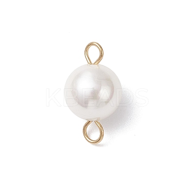 Shell Pearl Round Connector Charms PALLOY-JF04477-01-1