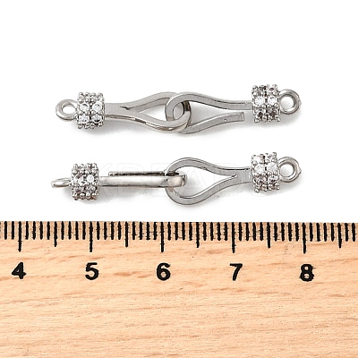 Rack Plating Brass Micro Pave Clear Cubic Zirconia Fold Over Clasps KK-S384-15P-1