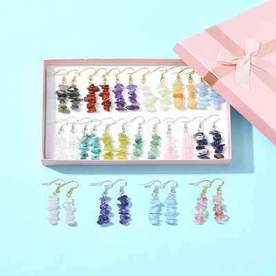 Natural & Synthetic Gemstone Dangle Earrings EJEW-FS00056-1