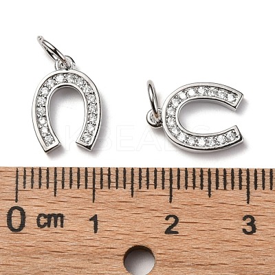 CZ Brass Micro Pave Cubic Zirconia Horse Shoe Charms ZIRC-L018-13P-1