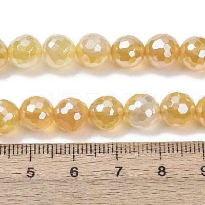 Electroplated Natural Agate Beads Strands G-B191-A07-8mm-08-1