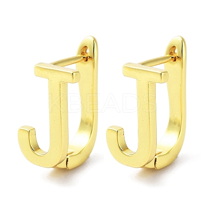 Brass Letter Stud Earrings for Women EJEW-A038-01J-G-1