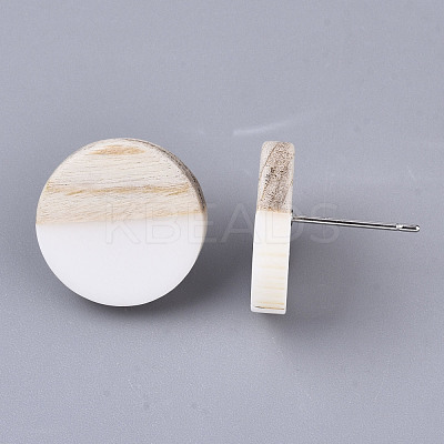 Resin & Wood Stud Earrings EJEW-N017-003A-C05-1