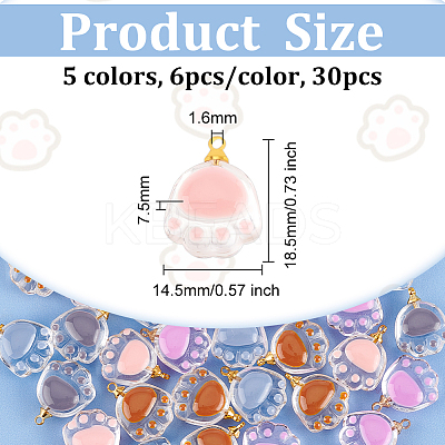 30pcs 5 colors Transparent Glass Pendants FIND-OC0002-42-1