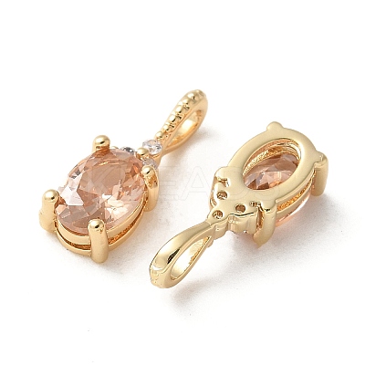 Brass Micro Pave Cubic Zirconia Pendants KK-Q031-43G-03-1