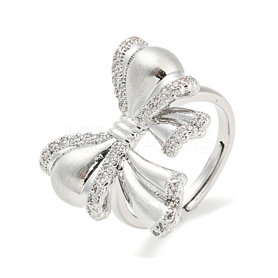 Brass Micro Pave Cubic Zirconia Adjustable Rings RJEW-E091-02P-1