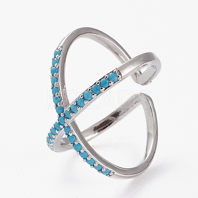 Brass Micro Pave Cubic Zirconia Cuff Rings RJEW-C101-13G-D-1