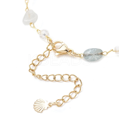 Natural Morganite Link Bracelets for Women BJEW-JB12116-01-1