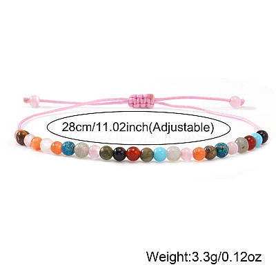 Natural & Synthetic Mixed Stones Round Bead Braided Bracelets NZ3307-4-1