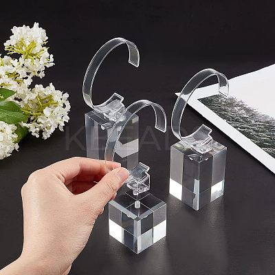 Transparent Plastic Wrist Watch Display Holder ODIS-OC0001-40-1
