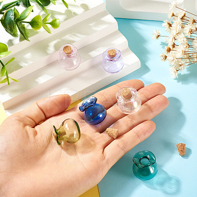 6Pcs 6 Colors Lucky Bag Shape Glass Cork Bottles Ornament AJEW-TA0001-73-1