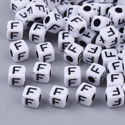 White Opaque Acrylic Beads MACR-R869-02F-1