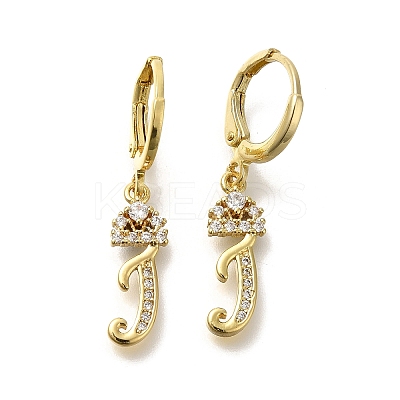 Brass Clear Cubic Zirconia Hoop Earrings EJEW-M045-01J-1