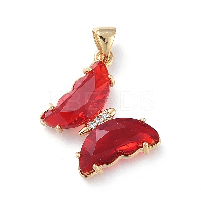 Brass Micro Pave Clear Cubic Zirconia Pendants ZIRC-P079-D01-09-1