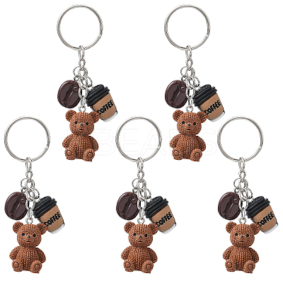 5Pcs Opaque Resin Keychains KEYC-YW00242-01-1