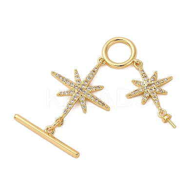 Brass Micro Pave Clear Cubic Zirconia Toggle Clasps KK-A223-36G-1