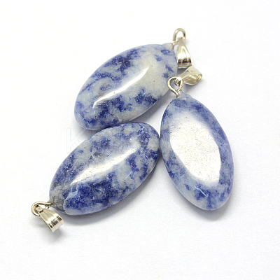Horse Eye Natural Blue Spot Jasper Pendants G-Q363-16-1
