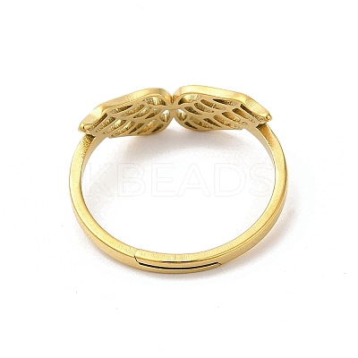 Ion Plating(IP) 304 Stainless Steel Hollow Wings Adjustable Ring for Women RJEW-L107-033G-1