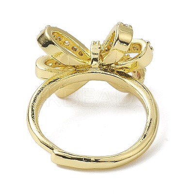 Rack Plating Brass Micro Pave Cubic Zirconia Adjustable Finger Rings RJEW-H224-03G-1