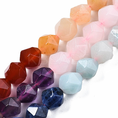 Chakra Theme Natural Tiger Eye & Rose Quartz & Amethyst & Topaz Jade & Red Agate & Amazonite & Sodalite Beads Strands G-S376-002B-1