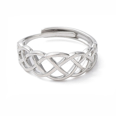 Non-Tarnish 304 Stainless Steel Hollow Sailor's Knot Adjustable Rings RJEW-D006-28P-1