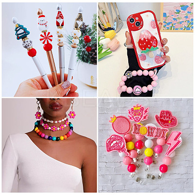 100Pcs 10 Colors Food Grade Eco-Friendly Silicone Focal Beads SIL-TA0001-28-1