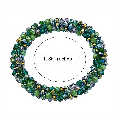 6Pcs 6 Colors Glass Beaded Crochet Stretch Bracelets Set BJEW-SZ0002-47-1