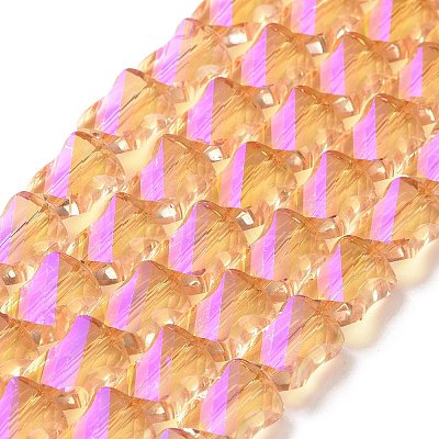 Faceted Electroplated Transparent Glass Beads Strands GLAA-G092-A01-1