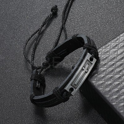 Alloy Rectangle with Cross Link Bracelet BJEW-C037-01A-1