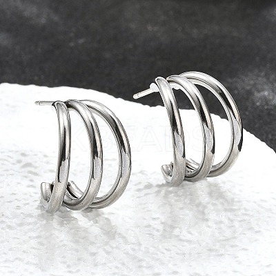 Non-Tarnish 304 Stainless Steel C-shape Stud Earrings EJEW-G298-13A-P-1