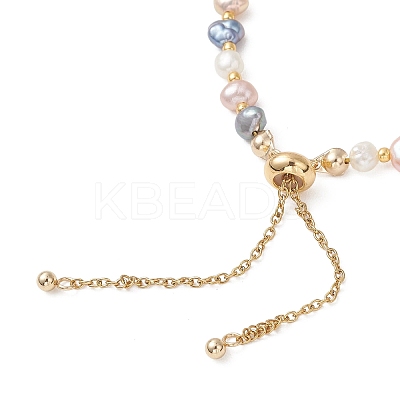 Natural Cultured Freshwater Pearl & Seed Beads Slider Bracelets for Women BJEW-JB13178-1