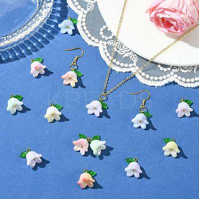 90Pcs 9 Colors Acrylic Flower Pendants PALLOY-CJ00074-1