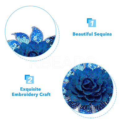 4Pcs 4 Colors 3D Flower Pattern Polyester Fabrics Computerized Embroidery Cloth Sew on Appliques PATC-NB0001-15A-1