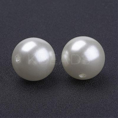 Creamy White Acrylic Imitation Pearl Round Beads for Chunky Kids Necklace X-PACR-20D-12-1
