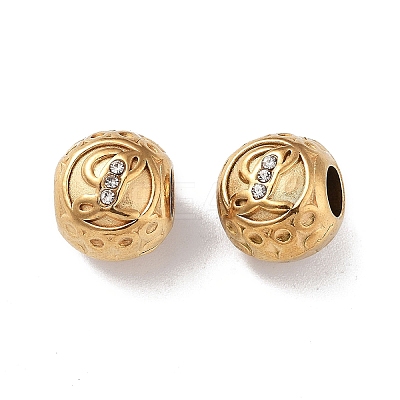 Ion Plating(IP) 304 Stainless Steel Rhinestone European Beads STAS-A092-10L-G-1