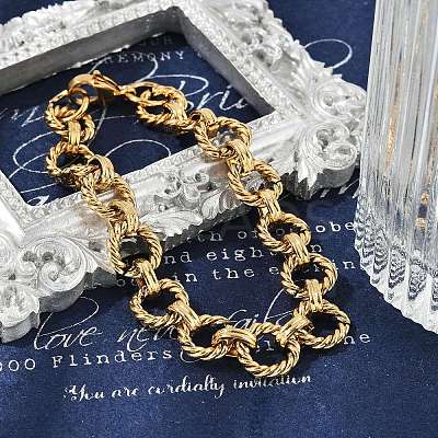 304 Stainless Steel Rolo Chain Bracelets for Women Men BJEW-F488-44G-1