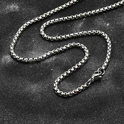 Non-Tarnish 304 Stainless Steel Box Chain Necklaces NJEW-O110-05H-P-1
