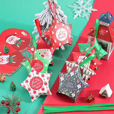 16Pcs 8 Colors Star Shape Christmas Gift Boxes CON-SP0001-01-1