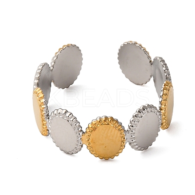 304 Stainless Steel Double Color Cuff Rings RJEW-S635-01GP-Z-1