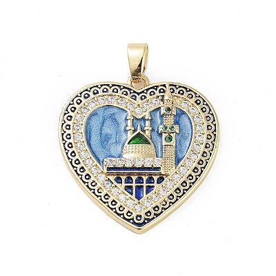 Rack Plating Brass Micro Pave Clear Cubic Zirconia Pendants KK-H474-24A-04G-1