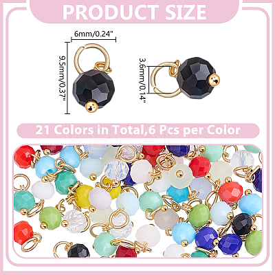 126Pcs 6 Sets Glass Rondelle Bead Charms FIND-HY0005-29-1