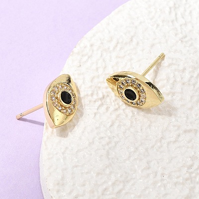 Eyes Brass Micro Pave Cubic Zirconia Stud Earrings EJEW-C186-20G-02-1