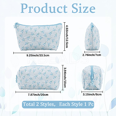 2Pcs 2 Styles Portable Travel Polyester Cosmetic Zipper Storage Clutch Bags ABAG-CY0001-01A-1